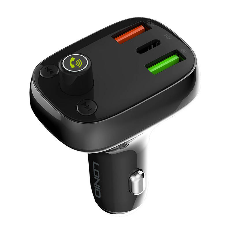 Transmiter FM LDNIO Bluetooth C704Q 2USB, USB-C + kabel Lightning