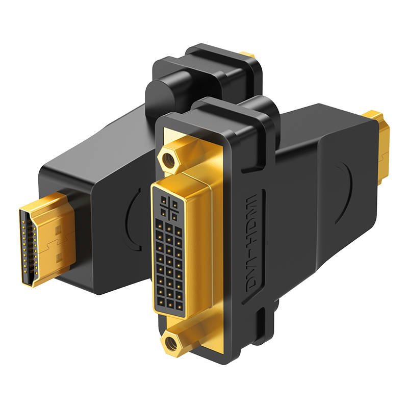Adapter HDMI - DVI UGREEN 20123 (czarny) - widok na pozłacane konektory