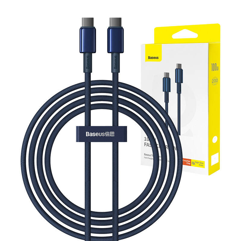 Kabel USB-C do USB-C Baseus Tungsten Gold, 100W, 2m (niebieski)