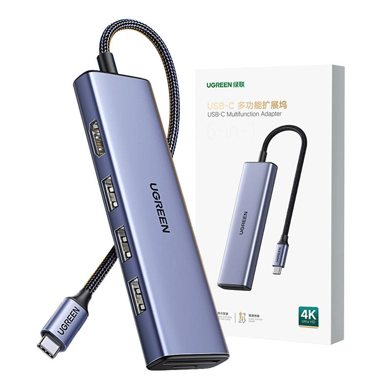 Hub UGREEN CM511 z portami USB-A 3.0, HDMI i slotami na karty SD/TF