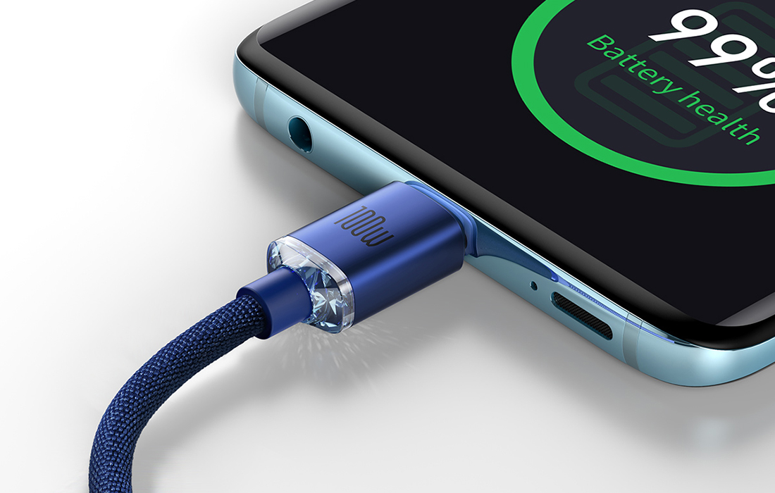 Baseus Crystal Shine cable USB-C to USB-C, 100W, 1.2m (blue) – uShield