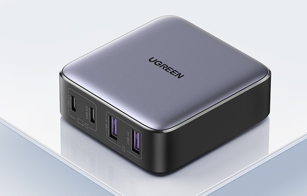 Ładowarka sieciowa UGREEN CD327 Nexode, 2x USB-C, 2x USB-A, GaN, 65W (szary) 90747B