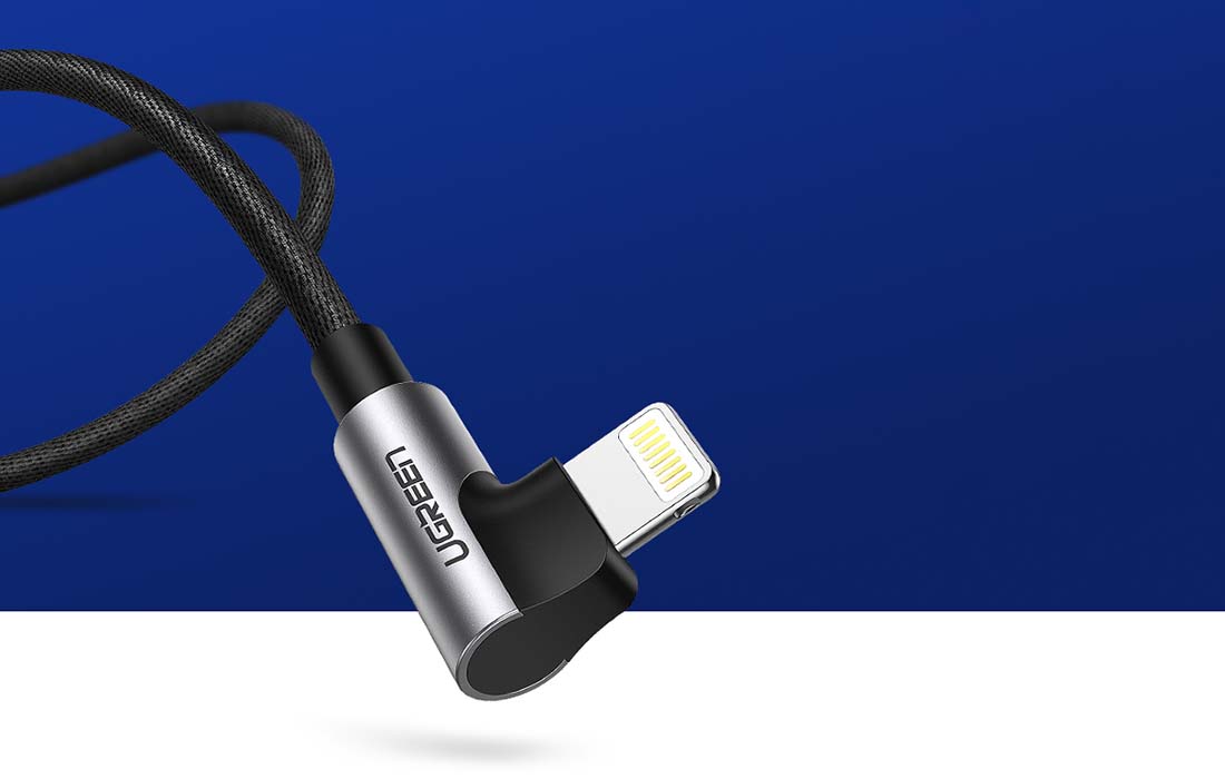 Ugreen kątowy kabel przewód USB - Lightning MFI 1m 2,4A