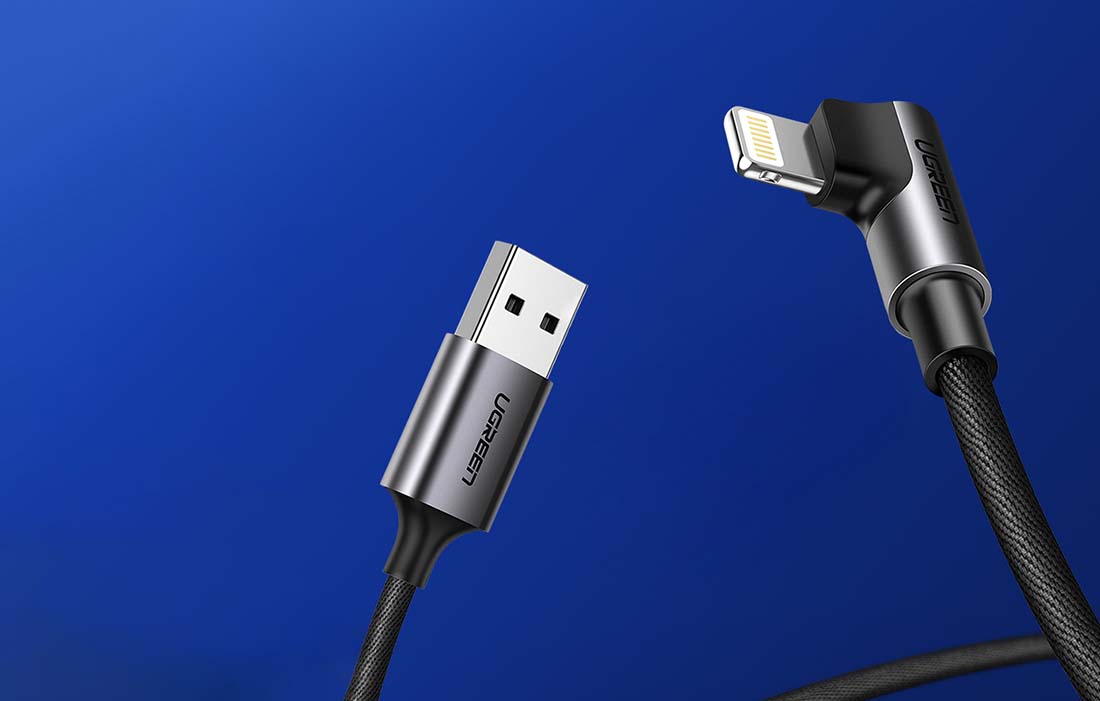 Ugreen kątowy kabel przewód USB - Lightning MFI 1m 2,4A