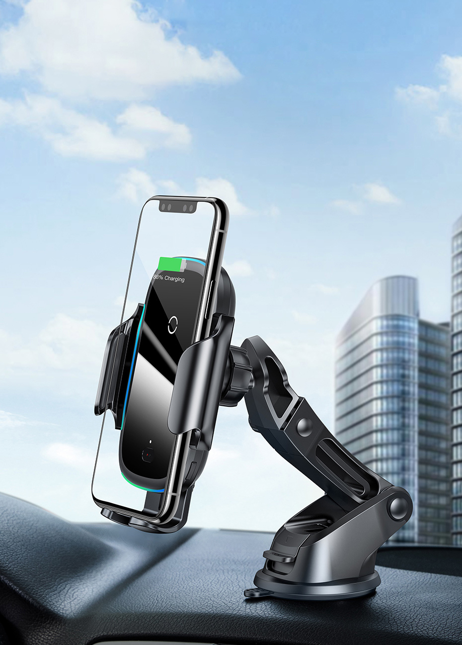 Baseus Smart 15W autós telefontartó és QI indukciós vezetékn