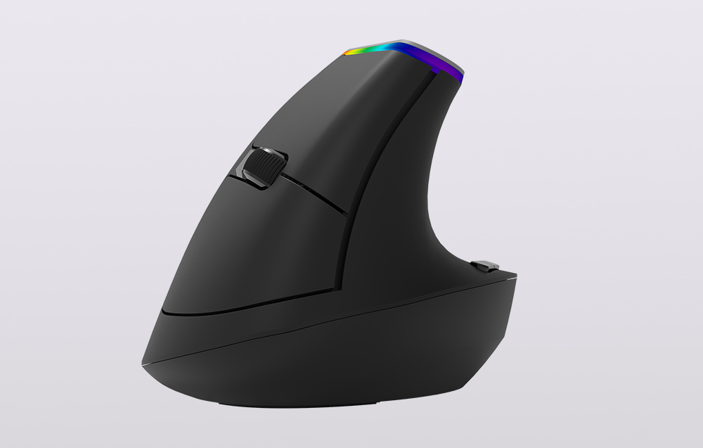 Безжична вертикална мишка Delux M618C, 2.4G, 1600DPI, RGB,
