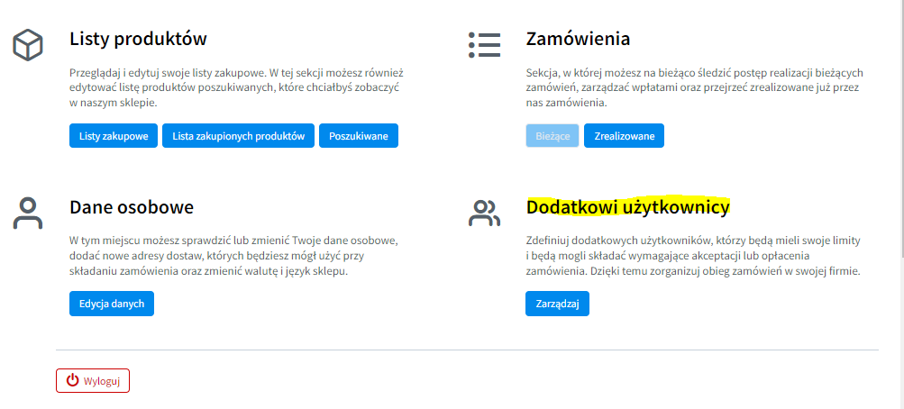 Sekcja dodatkowi użytkownicy