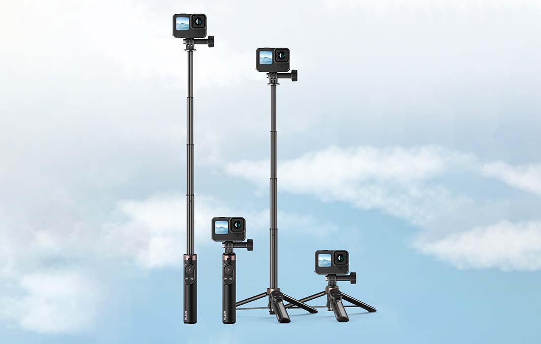 Selfie stick Telesin for smartphones and sport cameras with BT remote controller - iDrones.Ro