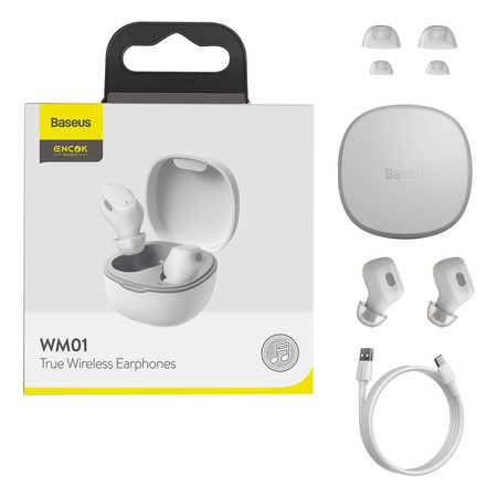 Wireless headphones Baseus Encok WM01, Bluetooth 5.0 (white)