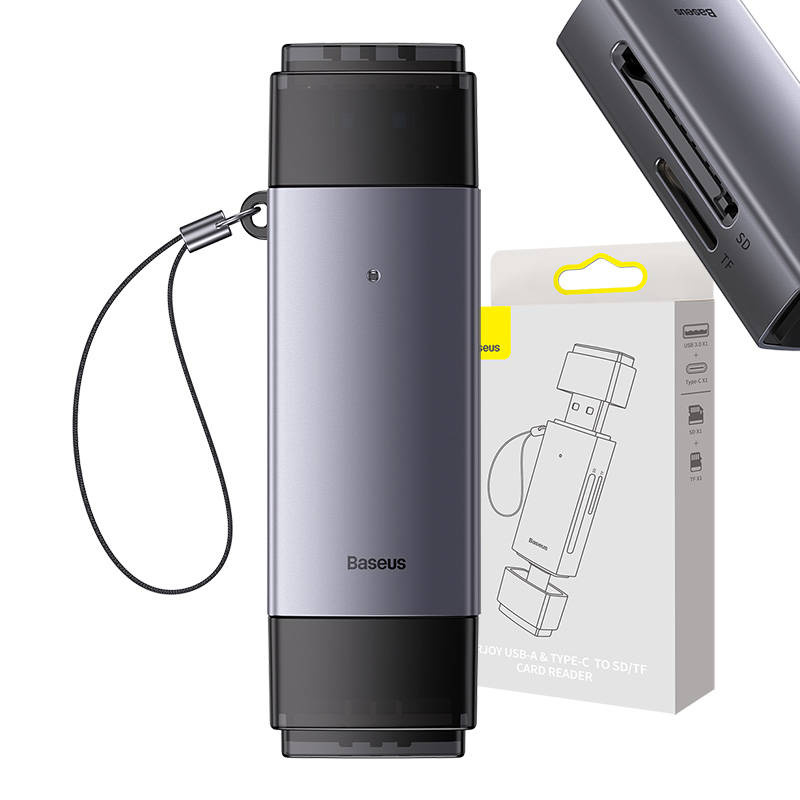 Czytnik kart pamięci BASEUS Lite Series SD/TF USB-A+USB-C (szary)