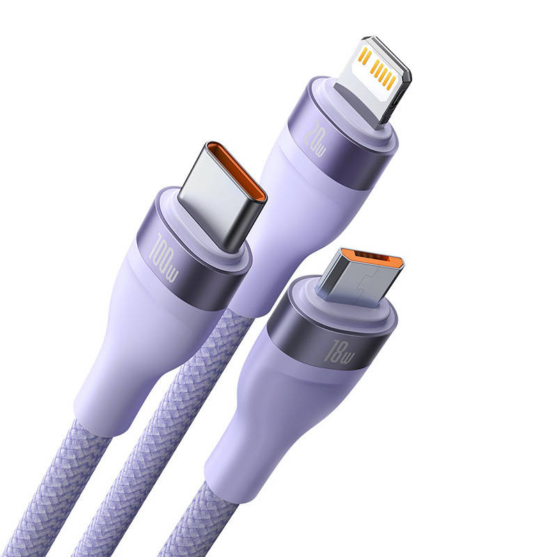 Kabel BASEUS Flash Series 2 USB-C-3w1 1.5m (fioletowy) 3