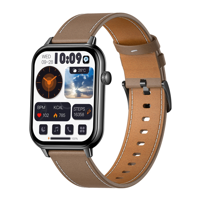 COLMI C28 Smartwatch Black + brown leather 2