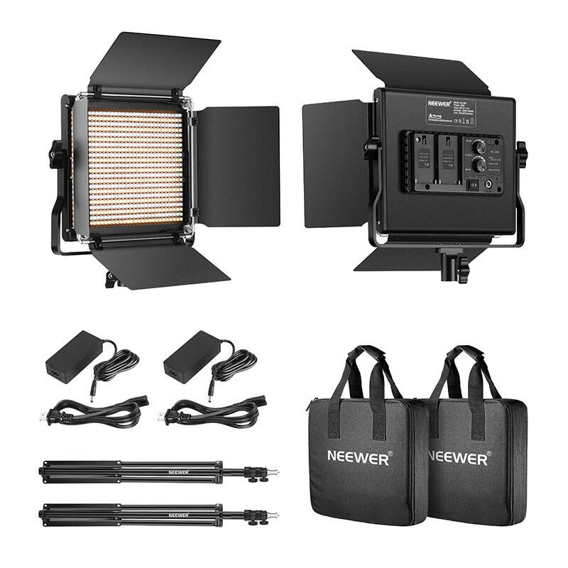 Zestaw studyjny Neewer 660 Bi Color LED, dwie lampy 40W 3200-5600K + statywy + wrota 2