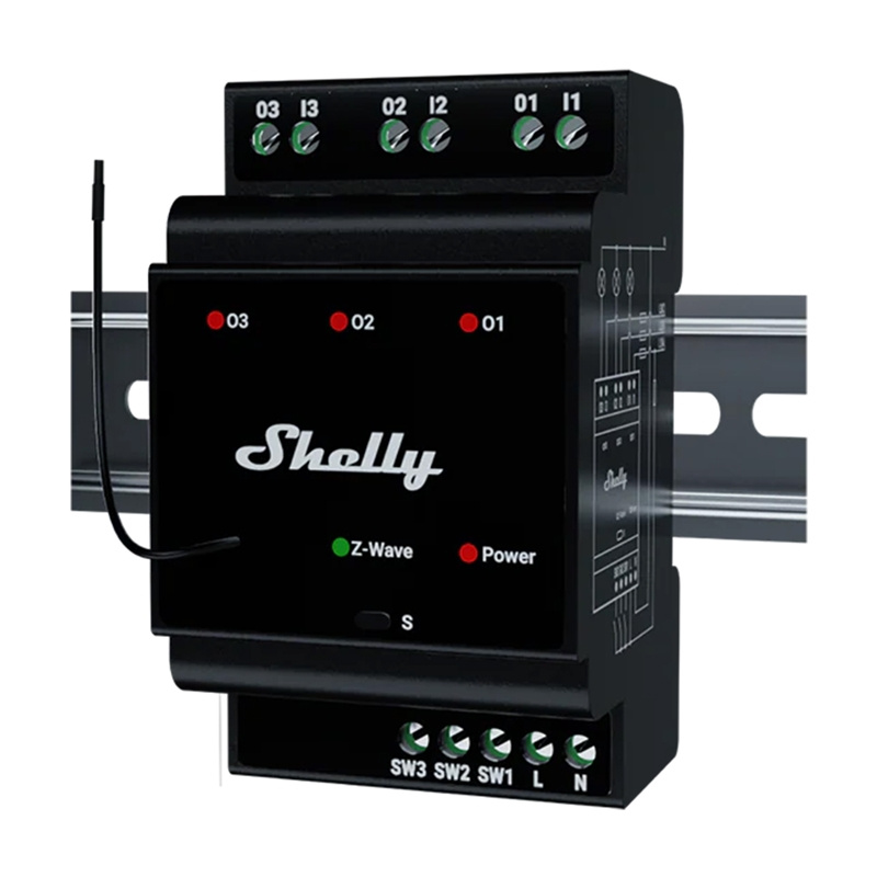 Shelly Qubino Wave Pro 3 Z-Wave 3 channel DIN rail relay 2