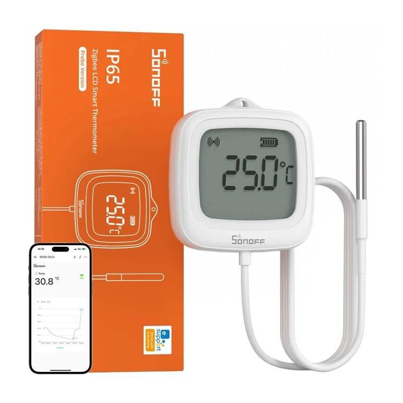 Smart Temperature Sensor ZigBee LCD Sonoff SNZB-02LD (with probe)