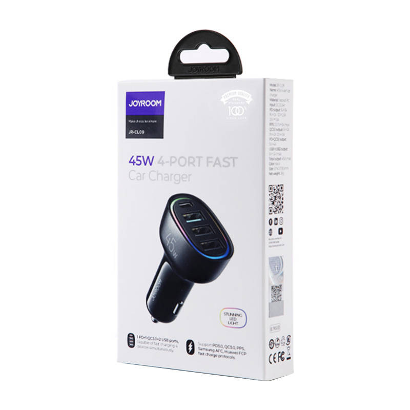 Ładowarka samochodowa JOYROOM JR-CL09 45W 4xUSB (czarna) 2