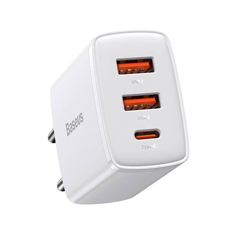 Ładowarka sieciowa BASEUS Compact Quick Charger 30W 2xUSB-A USB-C (biała) 2