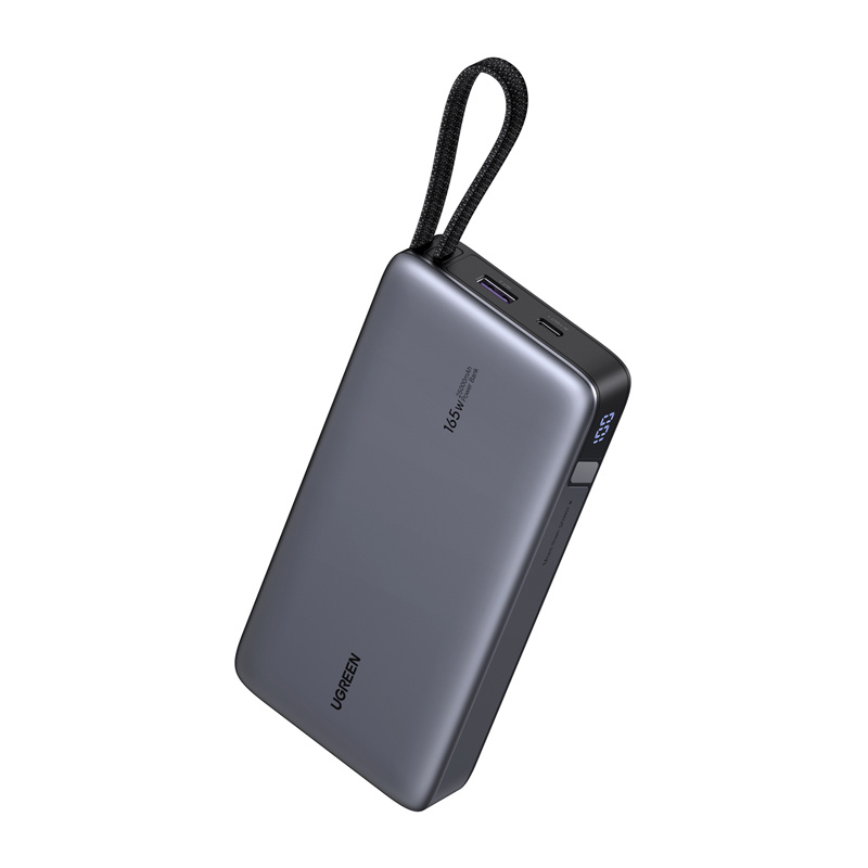 UGREEN PB552 Power Bank, 25000 mAh, 165W, Built-in Cable, gray 2