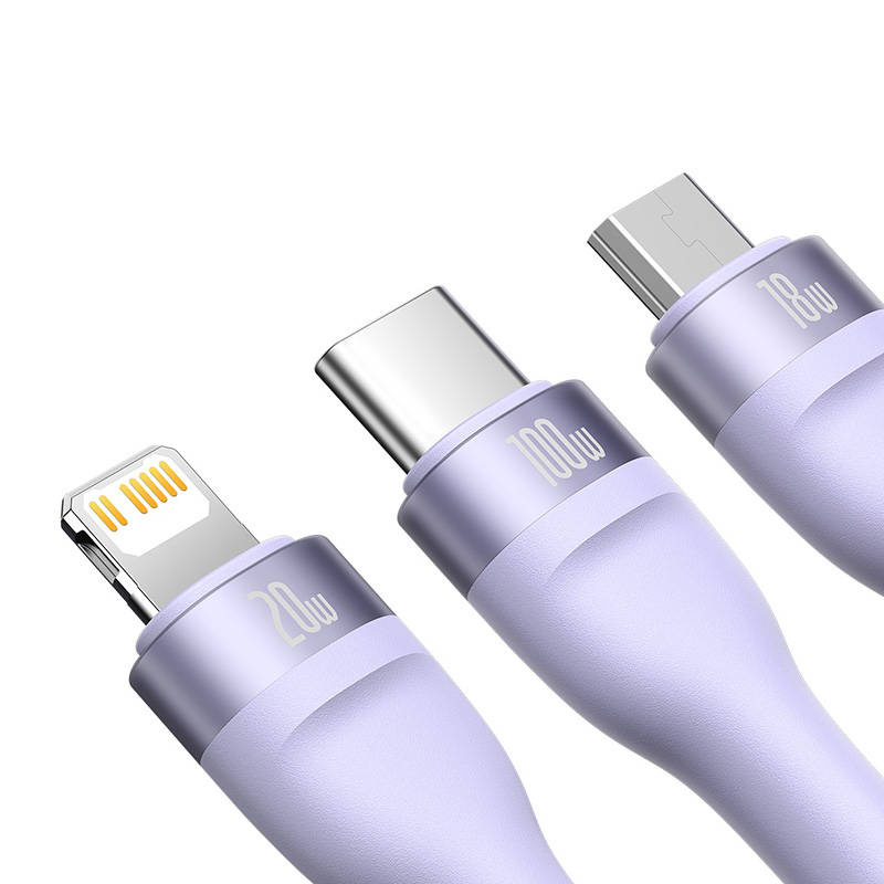 Kabel BASEUS Flash Series 2 USB-C-3w1 1.5m (fioletowy) 4