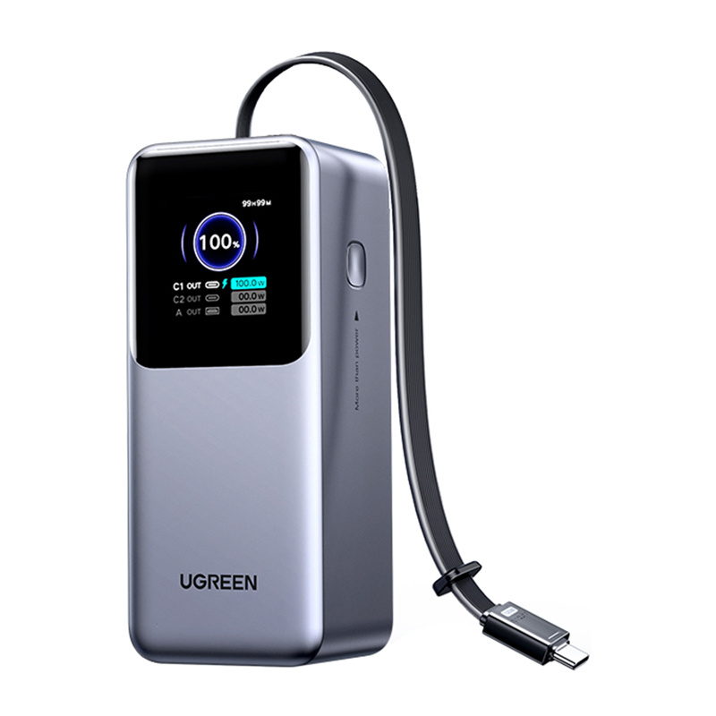 Powerbank 20000mAh Ugreen PB726 USB + USB-C, 165W, built-in cable (grey) 2