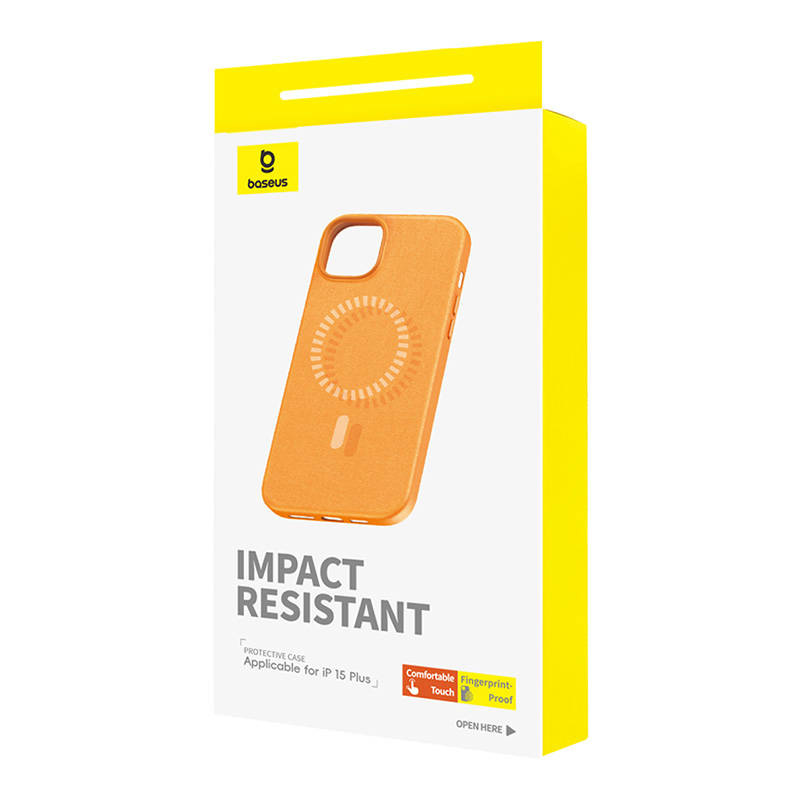 Etui magnetyczne BASEUS Fauxther Series iPhone 15 Plus (pomarańczowe) 3