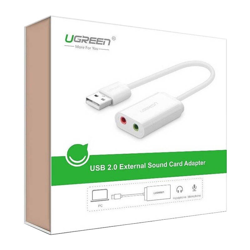 Karta dźwiękowa USB UGREEN US205 15cm (biała) 3