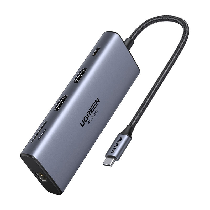 10-in-1 USB-C Hub Ugreen CM639, 2x HDMI, 2x USB, RJ45, SD/TF, PD 100W 3