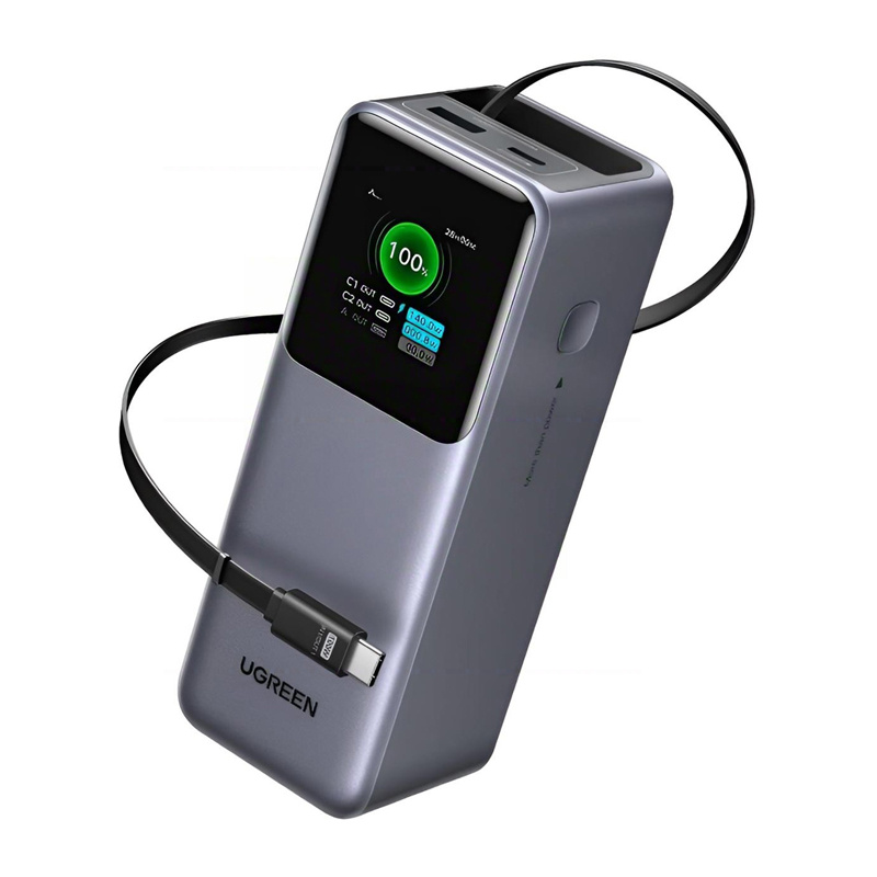 Powerbank 20000mAh Ugreen PB726 USB + USB-C, 165W, built-in cable (grey) 3