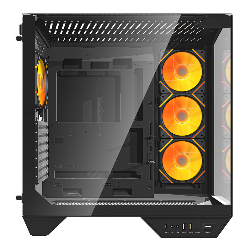 Darkflash DY470 computer case (black) + 4 fans + GPU holder 2