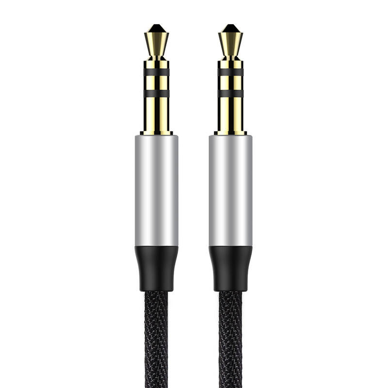 Kabel audio mini jack 3,5mm AUX Baseus Yiven 1,5m (czarno-srebrny) 2