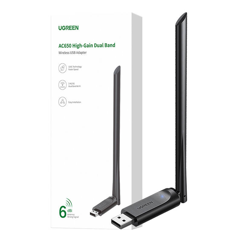 Karta sieciowa USB UGREEN 90339 Wi-Fi (czarna) 2