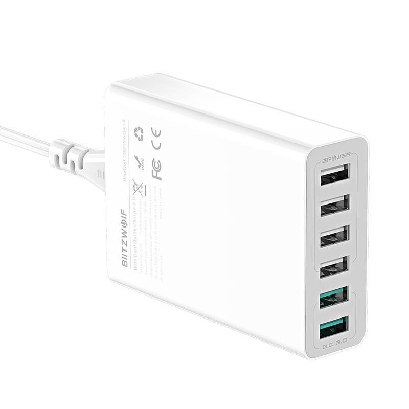 Ładowarka sieciowa BLITZWOLF BW-S15 60W 6xUSB-A (biała) 4