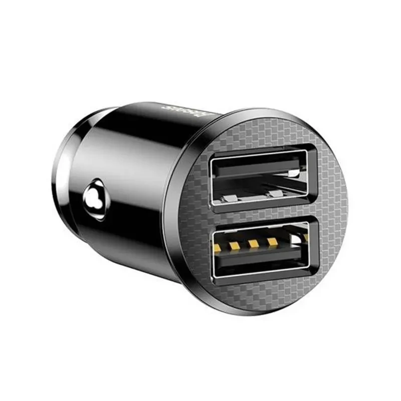 Ładowarka samochodowa BASEUS Grain 3.1A 5V 2x USB (czarna) 3