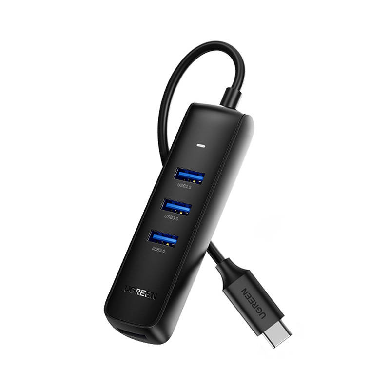 Hub USB UGREEN CM416 4-portowy 0.25m (czarny) 3
