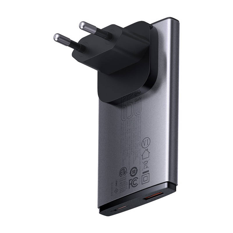 Ładowarka sieciowa Baseus GaN5, 65W, 1xport USB-C, 1XUSB-A 3