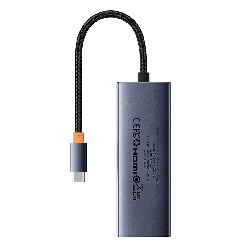 Stacja dokująca Baseus UltraJoy Series 5-Port USB-C do HDMI4K@30Hz + 3xUSB 3.0 + PD (szary) 2