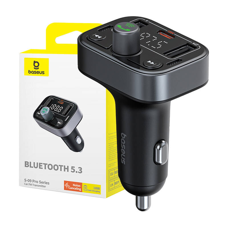 Transmiter FM Baseus S-09 Pro, Bluetooth (czarny)