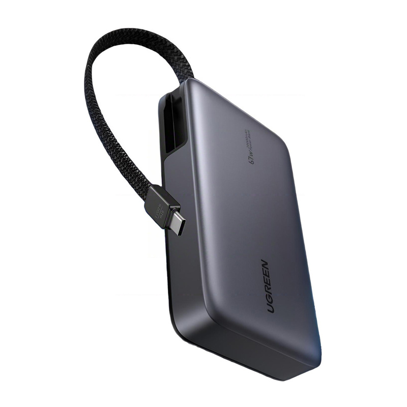 Powerbank 20000mAh Ugreen PB550 USB + USB-C, 67W, built-in cable (grey) 3