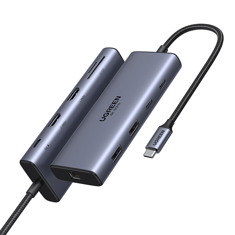 10-in-1 USB-C Hub Ugreen CM639, 2x HDMI, 2x USB, RJ45, SD/TF, PD 100W 4