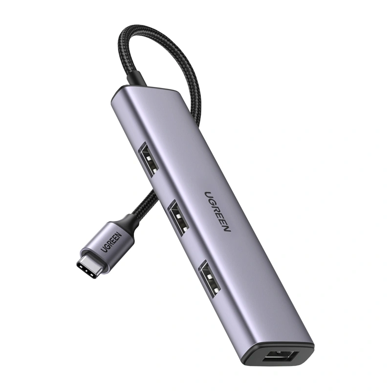 Hub UGREEN CM473 4w1 USB-C 4x USB 3.0 (szary)