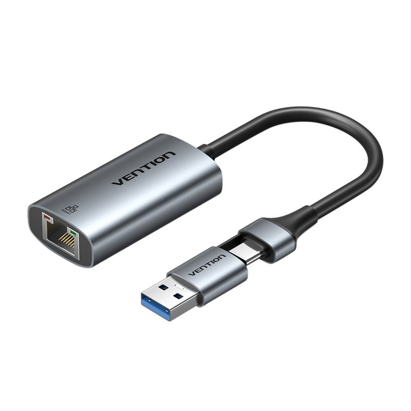 Adapter Vention USB-A + USB-C do Gigabit Ethernet 0.15m