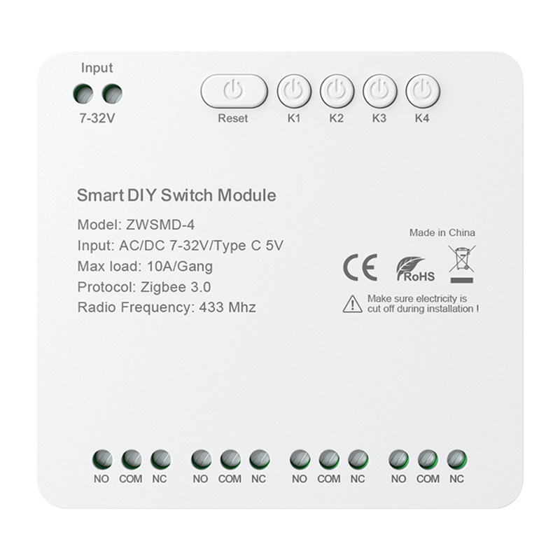 Avatto ZWSMMD ZigBee Switch 4CH Dry Contact 32V DC