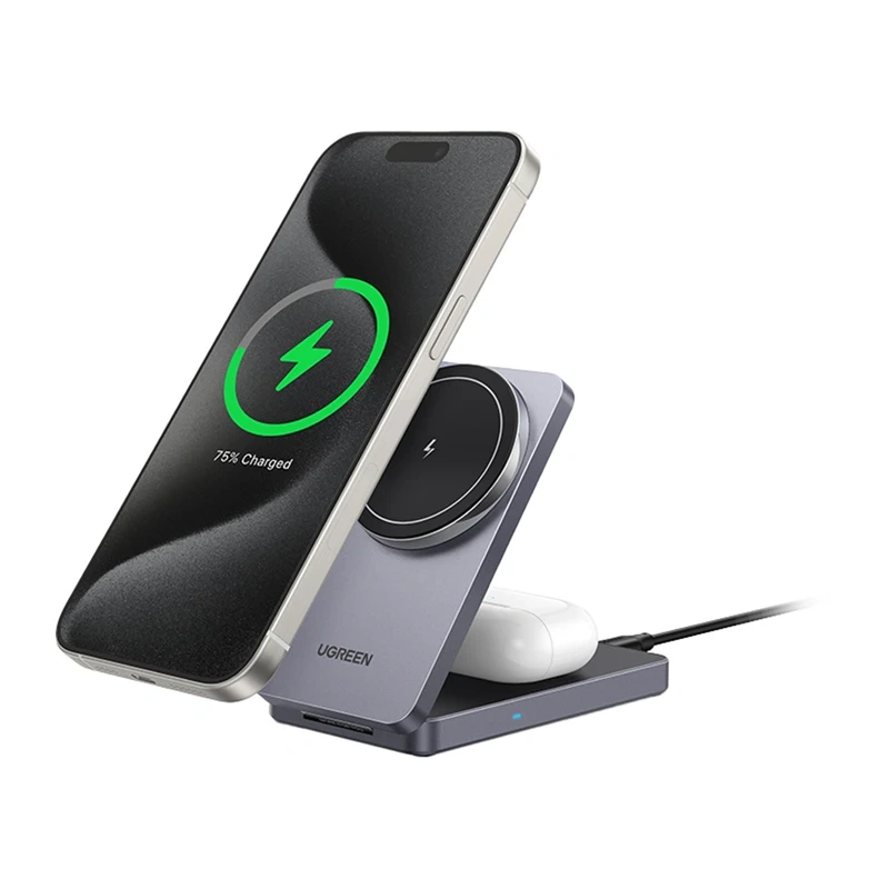W528 2-in-1 Magnetic Wireless Charger Grey 2