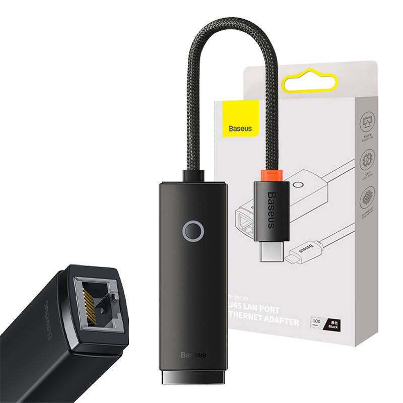 Adapter BASEUS Lite Series USB-C-RJ45 100Mbps (czarny)