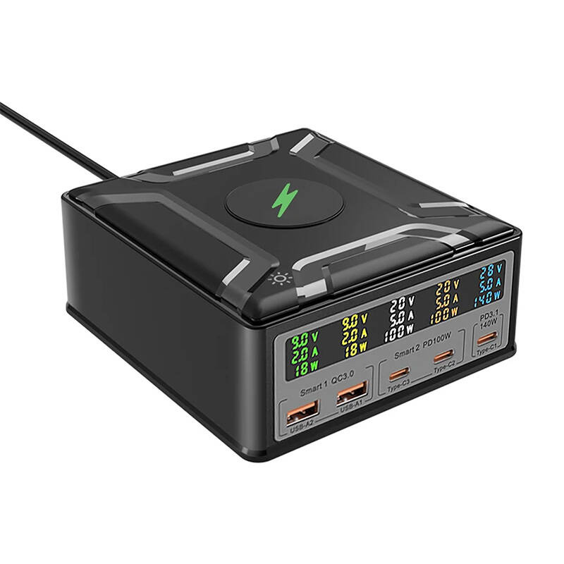 Ładowarka BlitzWolf BW-S28 260W 2xUSB-A 3xUSB-C 15W Bezprzewodowa