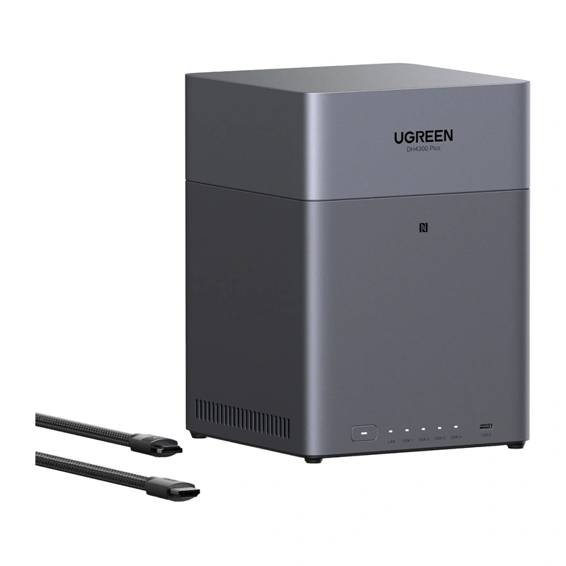 Ugreen DH4300 Plus NAS File Server, 4-Disk, A76+A55, 8GB DDR4, 2.5GbE, 4K HDMI 2
