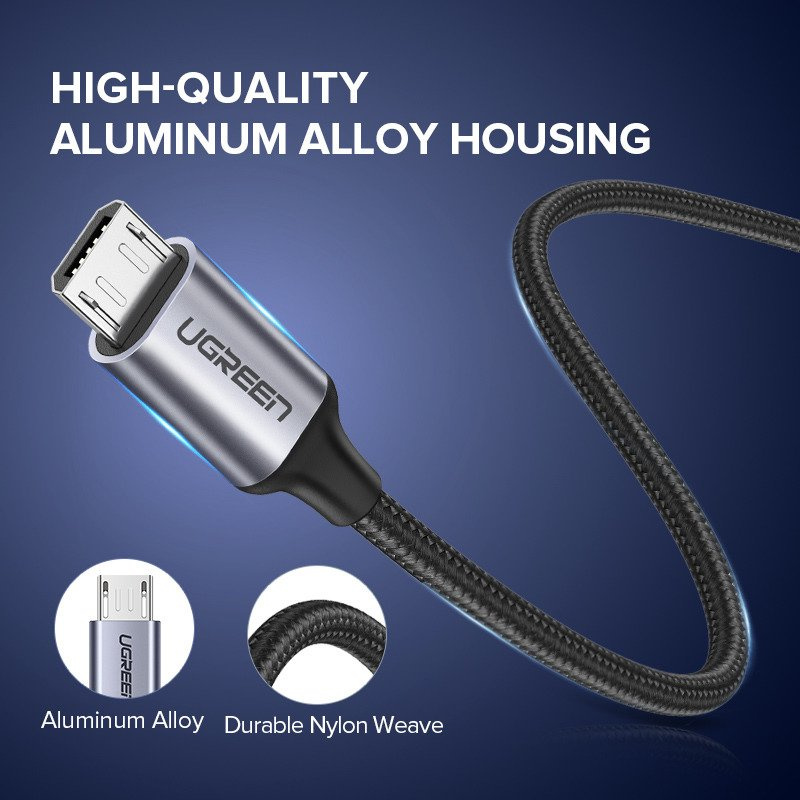 Kabel USB do Micro USB UGREEN US290 QC 3.0 2.4A 2m (biały)