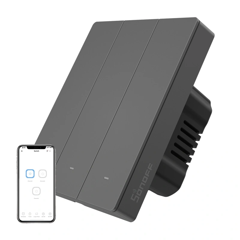 Smart WiFi wall switch SONOFF M5-3C-80 (graphite)