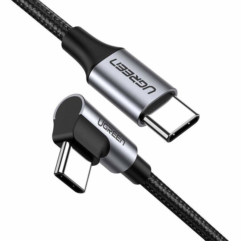 Kabel UGREEN US255 USB-C-USB-C 1m kątowy 60W (czarny) 2