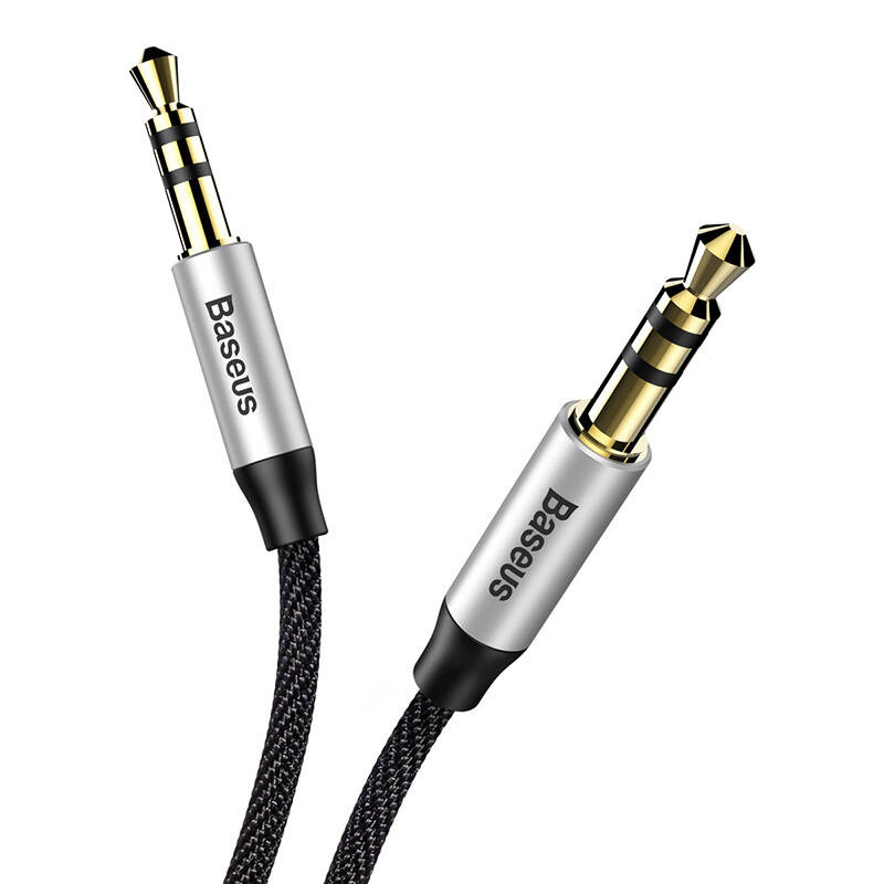 Kabel audio mini jack 3,5mm AUX Baseus Yiven 1,5m (czarno-srebrny) 3